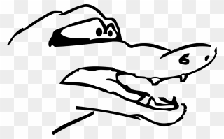 Transparent Alligator Black And White Clipart - Sketsa Gambar Kepala Buaya - Png Download