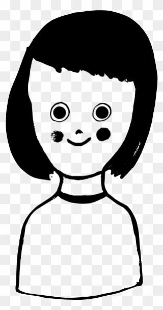 Vector Graphics Of Cartoon Girl Smiling - Small Girl Black And White Png Clipart