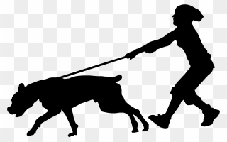 Silhouette Clip Art Of A Human Walking An Energetic - Transparent Dog Walking Silhouette - Png Download