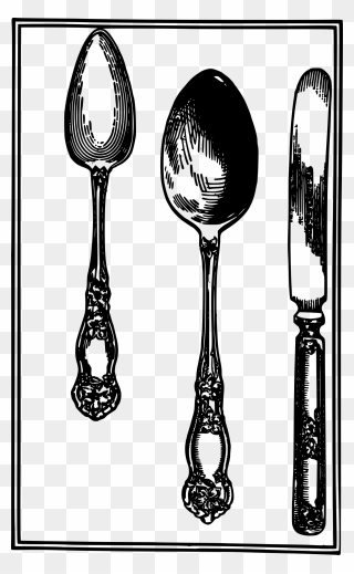 Spoon Knife Set Clip Arts - Monochrome - Png Download