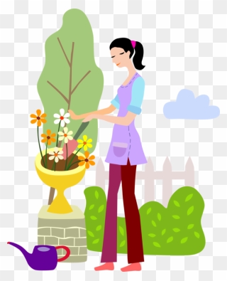 Plants Flowers With Trowel - Planting Flowers Clipart