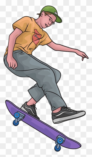 Boy Skateboarding Clipart - Png Download