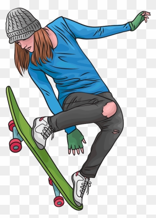 Girl Skateboarding Clipart - Skateboarding Clipart Girl - Png Download