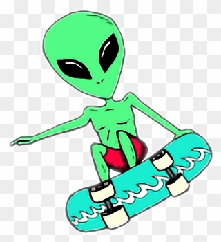 Green Clipart Skateboard - Alien On Skateboard - Png Download