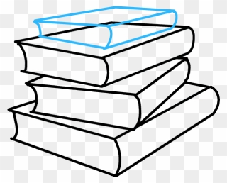 How To Draw School Books - Stack Of Books Drawing Clipart