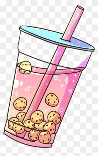#chick #yellow #pink #drink #smoothie #cup #cute #aesthetic - Aesthetic Boba Tea Transparent Clipart