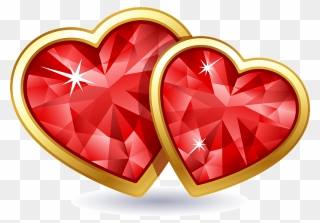 Two Ruby Hearts Clipart - Printable Valentine Day Sticker - Png Download