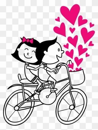 Couple Vector Cycling Png Free Photo Clipart - Love Couple Cartoons On Cycle Transparent Png