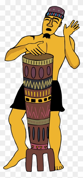 African Drummer Drum - African Design Traditional Cartoon Clipart