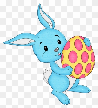 Easter Blue Bunny With Egg Transparent Png Clipart - Transparent Background Easter Bunny Clipart