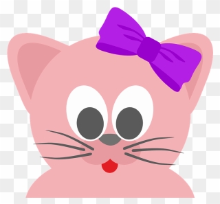 Cartoon Cat With Hair Bow Clipart - Cat - Png Download