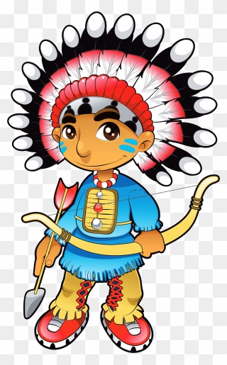 Thanksgiving Border Clipart Native Picture Black And - Cartoon Indianer - Png Download