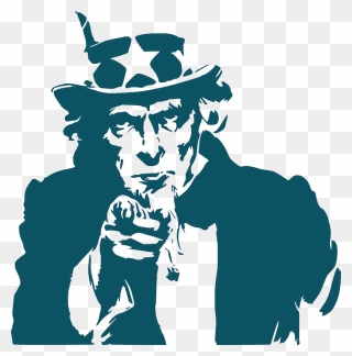 Silhouette Stencil Clip Art - Uncle Sam Pointing - Png Download