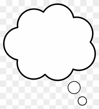 Thought Cloud Thin Outline Clip Art At Clker - Thinking Bubble Png White Transparent Png