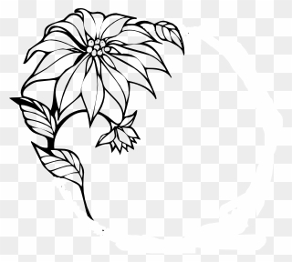 Christmas Flower Clip Art - Flower Border Black And White Drawing - Png Download