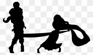 Transparent Princess Dress Up Clipart - Rapunzel And Flynn Silhouette - Png Download