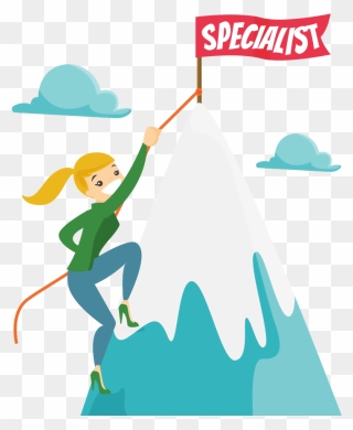 Woman Climbing Mountain Cartoon Clipart