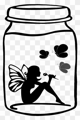 #ftestickers #elf #fairy #butterflies #jar - Glass Bottles Black And White Clipart