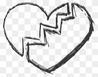 Transparent Broken Heart Clipart Black And White - Drawings Of Broken Hearts - Png Download