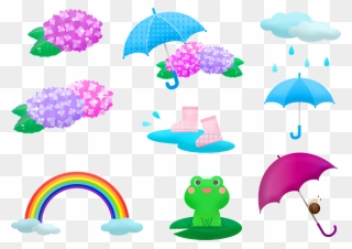 Transparent Frog With Umbrella Clipart - Rainy Season Cartoon Png
