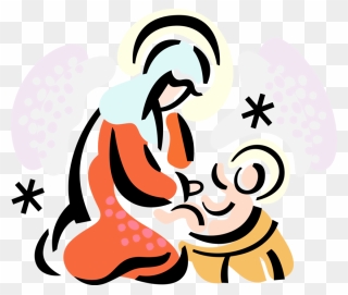 Vector Illustration Of Christianity Madonna Mary Mother - Dios Nos Ha Nacido Clipart