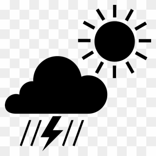 Thunderstorm Clipart Black And White - Weather Icon Png Black Transparent Png