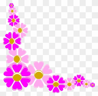 Pink Flower Corner Clipart - Flower Clipart Frame Png Transparent Png