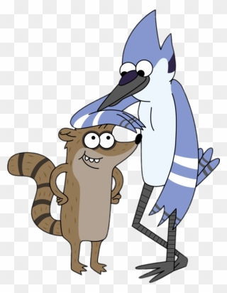 Regular Show Mordecai And Rigby Waiting Around - Rigby Cartoon Clipart