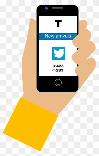 Smartphone Hand Twitter Clipart - Iphone - Png Download