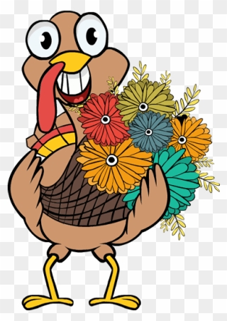 Clip Art Thanksgiving Turkey Flowers Basket 100082 - Turkey With A Sign Transparent - Png Download