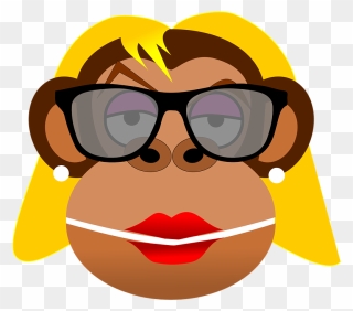 Cute Cartoon Monkeys - Female Monkey With Glasses Clipart