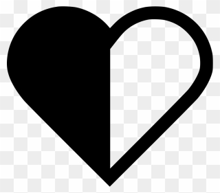 Heart Half - Half Black Half White Heart Clipart