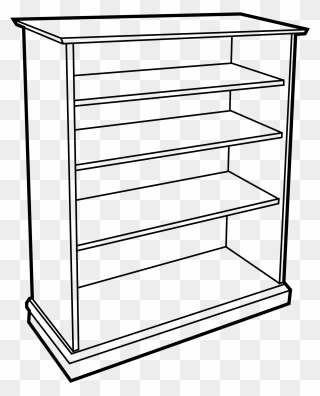 Bookshelf With Books - Shelf Clipart Black And White - Png Download