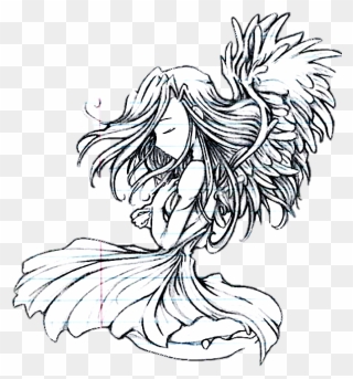 Transparent Angel Outline Png - Beautiful Drawing Of An Angel Clipart