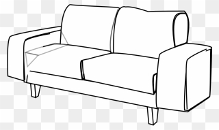 Sofa Clipart Black And White - Png Download