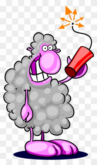 Cartoon Sheep With Dynamite - Sheep With Dynamite Clipart