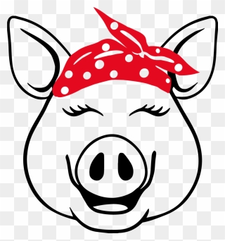 Pig With Bandana Svg Clipart