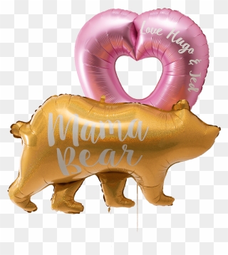 Mama Bear And Heart - Love Clipart