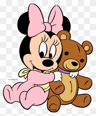 Baby Minnie Bear Toy Clipart Png - Baby Minnie Mouse With Bear Transparent Png