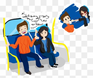Banner Royalty Free Hanging Out With Clipart Talking - Talking People In The Bus Illustration - Png Download