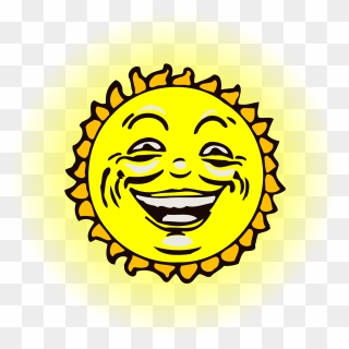 Yellow Smiling Sun - Sun With Face Transparent Clipart