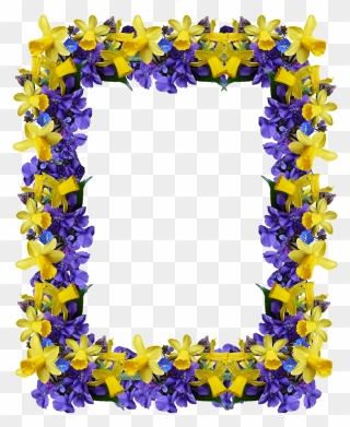Frame Spring Flowers Free Photo - Frame Border Design Yellow And Blue Clipart
