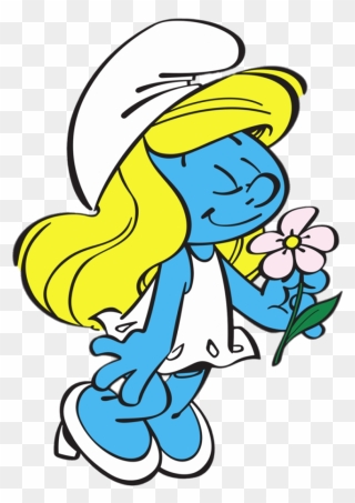 Smurfette Sniffing A Flower Clipart