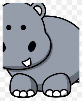 Side Hippo Svg Clip Arts - Cartoon Hippo Transparent Background - Png Download