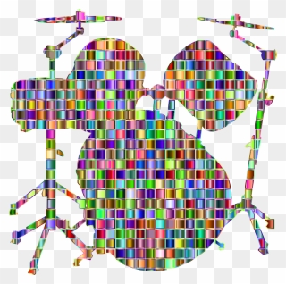 Chromatic Mosaic Drums Set Silhouette - Drums Mosaic Clipart