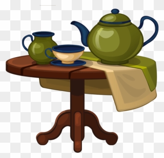 Teapot On The Table Cartoon Clipart