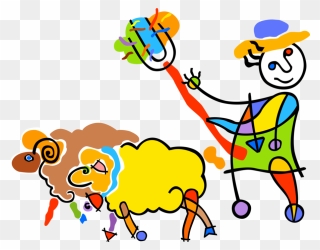 Transparent Shepherd With Sheep Clipart - Illustration - Png Download