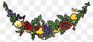 Flower And Fruit Festoon - Fruit Border Clip Art - Png Download