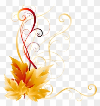 Transparent Fall Leaves Decor Picture Backgrounds, - Side Border Design Png Clipart
