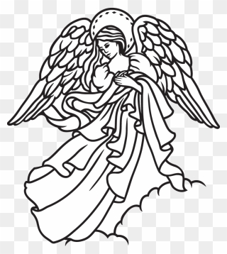 Transparent Weeping Angel Png - Angel Line Drawing Clipart